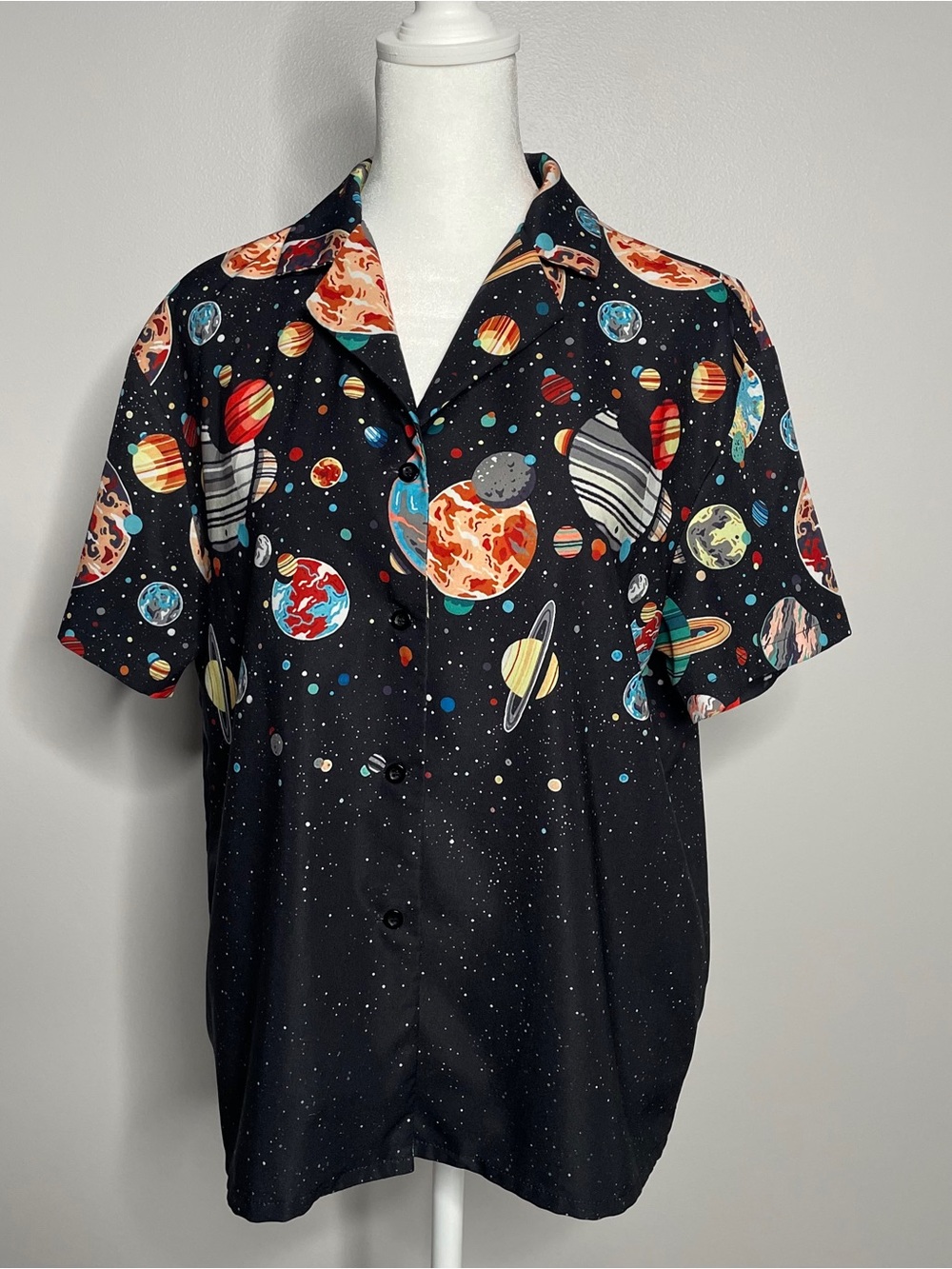 Shein Space Galaxy Short Sleeve Camp Shirt Medium